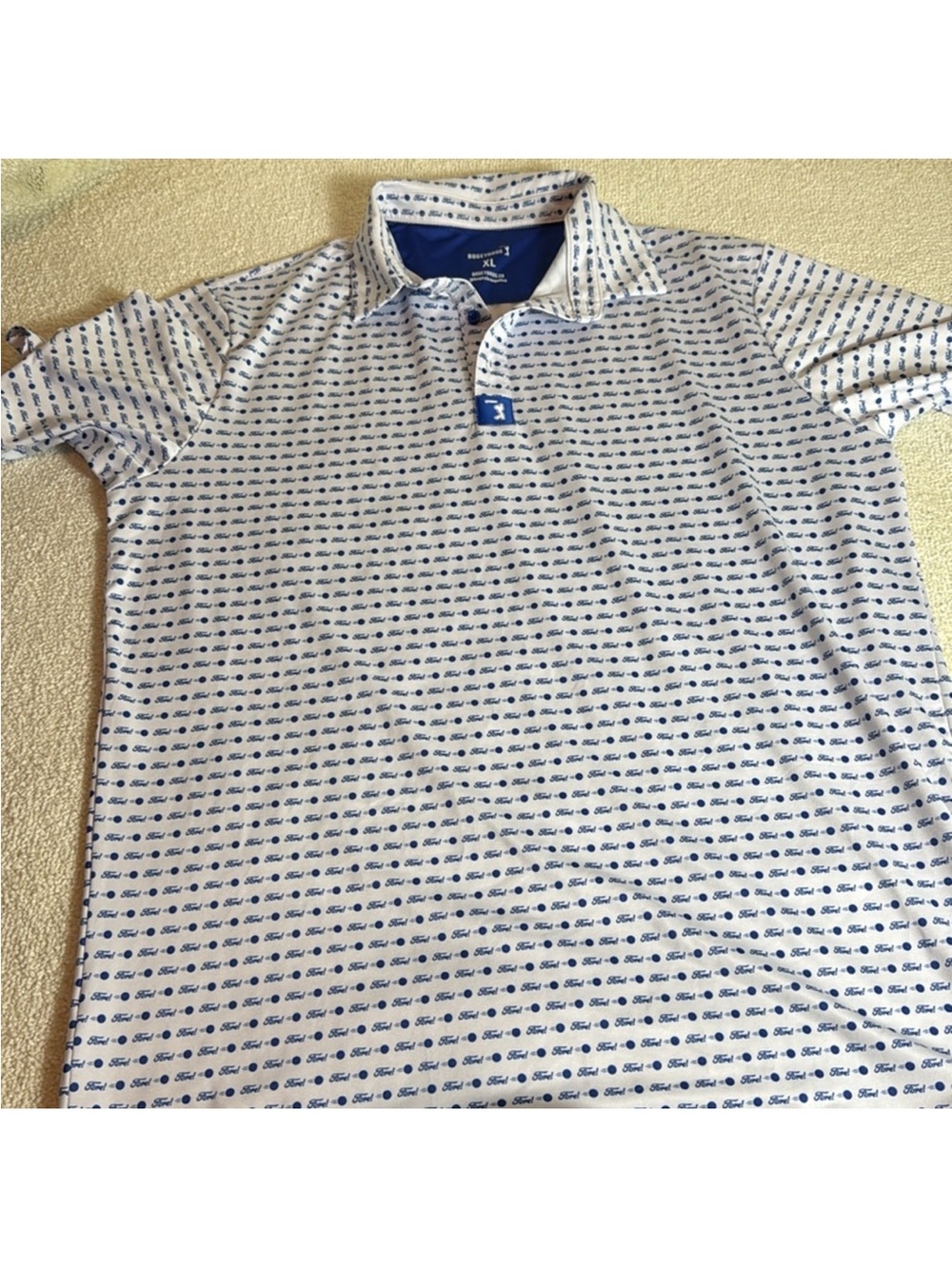 Bogey Bros Fore! Golf Shirt Mens Medium White and Blue casual preppy